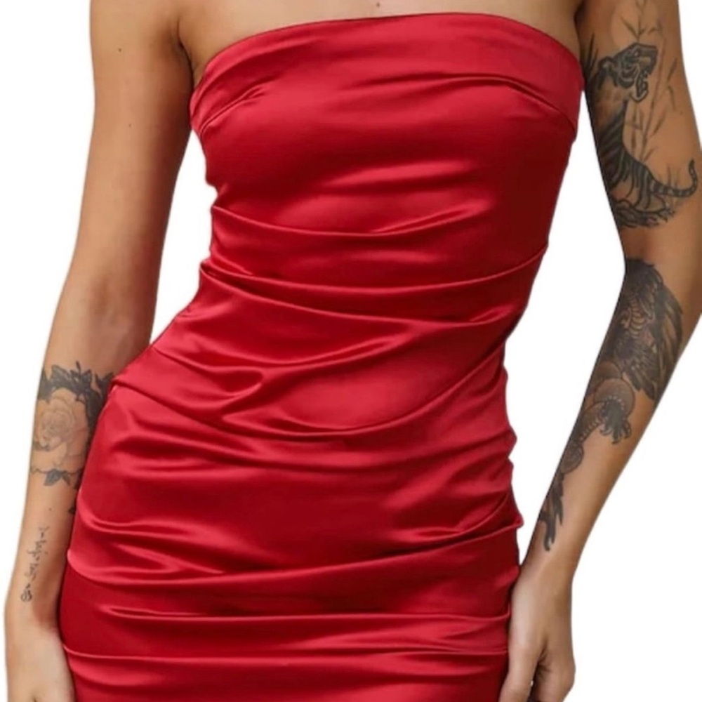 Red satin hoco dress